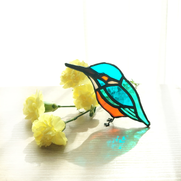 ガラスのカワセミ（ステンドグラス）　青い鳥 2枚目の画像