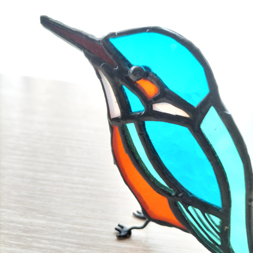 ガラスのカワセミ（ステンドグラス） 青い鳥 その他置物 cerry