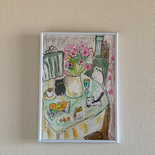 送料無料 いくらから 。手描き【部屋に漂う桜の香り】 絵画 絵画 通販 アカザ麦 絵画+タペストリー
