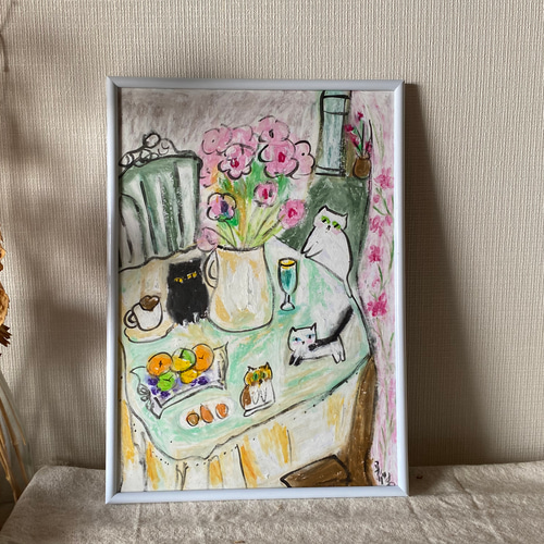 絵画 。手描き【部屋に漂う桜の香り】 絵画 アカザ麦 通販｜Creema 
