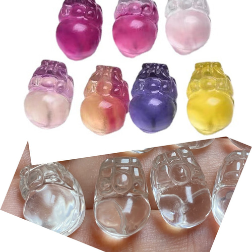 天然石彫 ☆財を守る神獣「貔貅」（ヒキュウ）白水晶・フローライト約