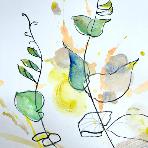 育つ豆の苗 ーb【A3/原画】 インテリアアート 絵画 DENNY HORIMIZU