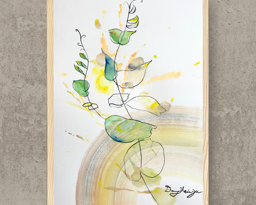育つ豆の苗 ーb【A3/原画】 インテリアアート 絵画 DENNY HORIMIZU