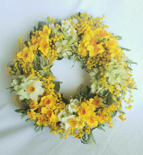 受注制作ふんわり春リース