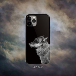 再販スマホケース iPhone Android 狼 ウルフ 黒猫 猫 夜空 宇宙 ユニセックス【月光の下 狼と黒猫 1】 17枚目の画像