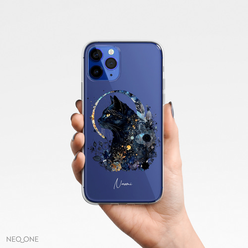 再販スマホケース iPhone Android 狼 ウルフ 黒猫 猫 夜空 宇宙