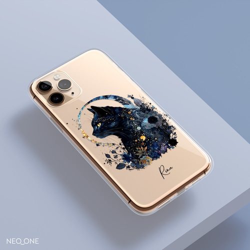 再販スマホケース iPhone Android 狼 ウルフ 黒猫 猫 夜空 宇宙