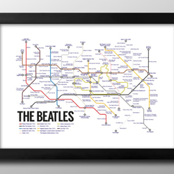 13058■ポスター　絵画　A3サイズ　『ビートルズ　タイトルマップ　The Beatles』　アート　イラスト　デザイ 1枚目の画像