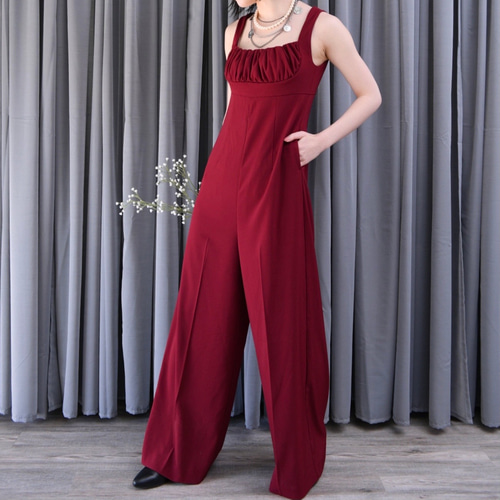 赤　長袖　オールインワン　ジャンプスーツ　ito fukuoka 作家　新品 Romantic Driver オールインワン/ジャンプスーツ/赤ワンピース