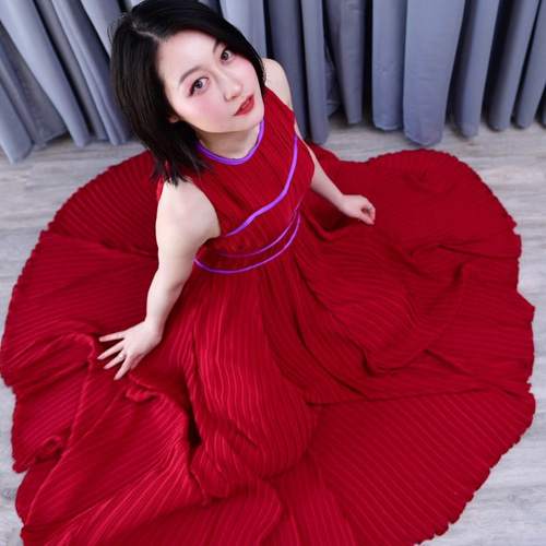 Violetta Dress フレア赤ワンピース/ドレス/ワインレッド Violetta Dress フレア赤ワンピース/ドレス/ワインレッド