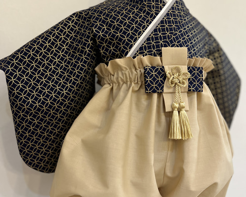 【新作からSALEアイテム等お得な商品満載】 ベビー袴 ×ベージュ 紺七宝 ベビー服 15628481 通販 babyitemKND その他