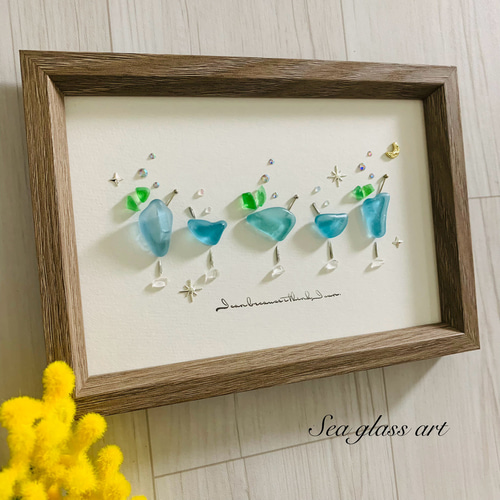 シーグラスアート カクテル インテリア雑貨 置物 壁掛け 北欧