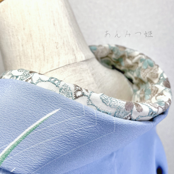 綿の刺繍半衿 青磁色と利休茶色【ラスト】 4枚目の画像
