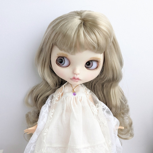 白のガーゼのワンピースとレースのストール※ブライスアウトフィット 852.白のガーゼのワンピースとレースのストール※ブライスアウト