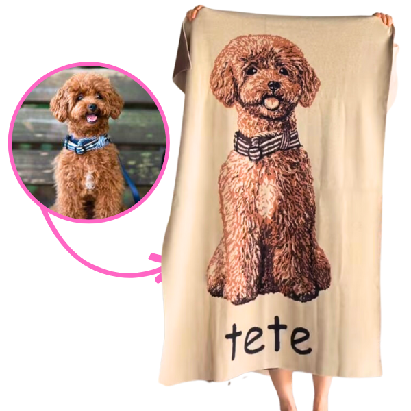 【オーダーメイド】ペット写真でオリジナルニットブランケットを作ります（肌触りの良い品質の良さにこだわり）