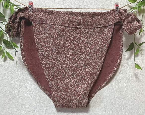 シルク（正絹着物リメイク）リンパ開放♫赤茶地花柄 1枚目の画像