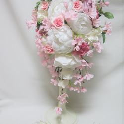 桜のキャスケードブーケ♪ブートニア付き♪生花みたいに綺麗な造花です♪高品質なのに安い 4枚目の画像