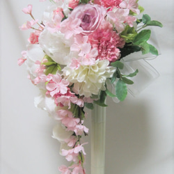 桜のキャスケードブーケ♪ブートニア付き♪生花みたいに綺麗な造花です♪高品質なのに安い 8枚目の画像