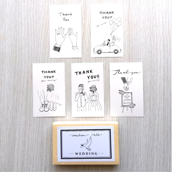 ウェディング   サンキュータグ/カード　５種類デザイン×１０枚　【ホワイト/クラフト】【５０枚】 3枚目の画像
