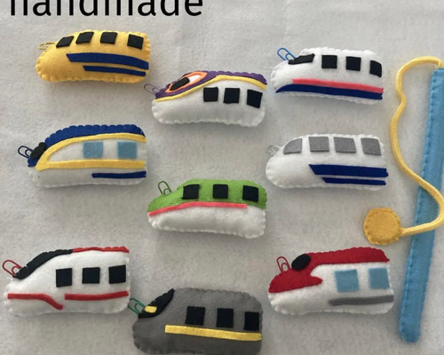 handmade】新幹線 電車 魚釣り 乗り物/9個セット ハンドメイド 