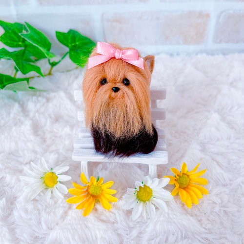 ハンドメイド　羊毛フェルト犬　おしごとdog アイドルのヨーキー ハンドメイド羊毛フェルト犬おしごとdog アイドルのヨーキー
