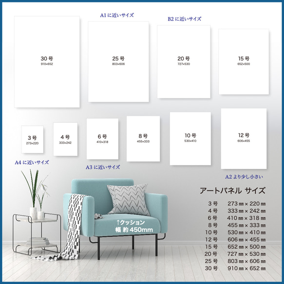 アートポスター【 nijimi01 】北欧アートでお部屋の模様替え  紺  抽象画 アブストラクト 8枚目の画像