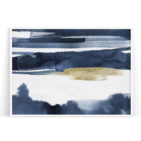 アートポスター【 nijimi01 】北欧アートでお部屋の模様替え  紺  抽象画 アブストラクト 3枚目の画像