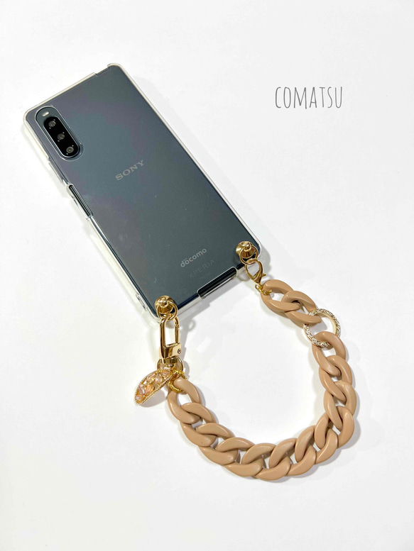 ２色展開♪ 2way スマホショルダー チェーンストラップ オリジナル お洒落デザイン 手ぶらスマホ ハンドホルダー 6枚目の画像