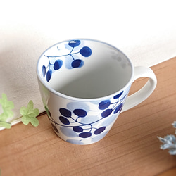 マグカップ（天てん）手描き　九谷焼染付　陶器　　 3枚目の画像