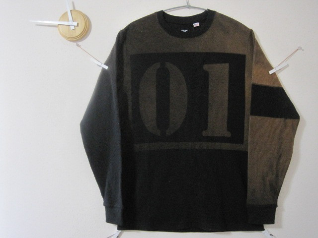 1点物　ロンＴ　ワッフル　ゼッケン【01】カットソー　ブロック/ロング/カットソー/ワッフル/ネイビー/プレゼント