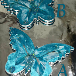 ブルー　バタフライ蝶々　レジン　トレー　お皿　コースター 6枚目の画像
