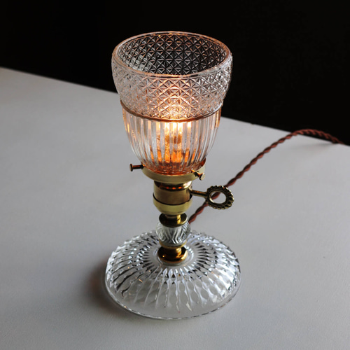 USAヴィンテージガラスミニテーブルライト幾何学｜卓上照明カフェ