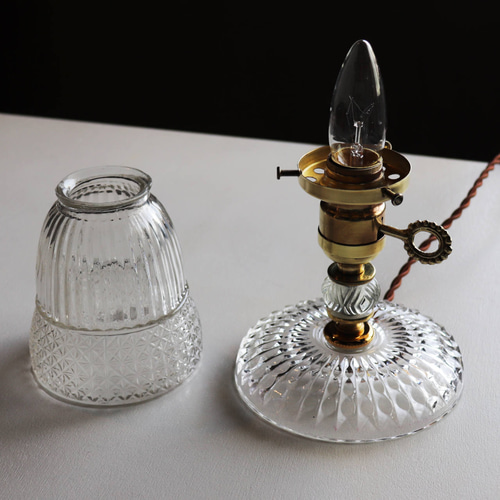 USAヴィンテージガラスミニテーブルライト幾何学｜卓上照明カフェ