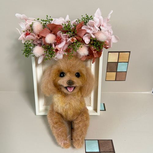 羊毛フェルト オーダー ワンちゃん フラワーフレーム 結婚式