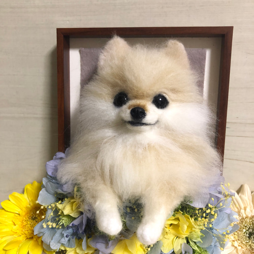 羊毛フェルト オーダー ワンちゃん フラワーフレーム 結婚式