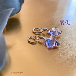 天然石と14kgfꕤ*.ﾟピアス(イヤリング)チャーム〜ピンクアメジスト ダイヤプリンセスカット〜 10枚目の画像