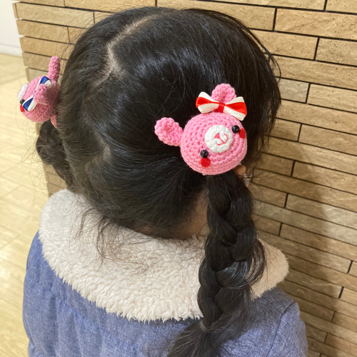 こだわり秋デザイン 黒うさちゃん ハートヘアゴム キッズ ヘアゴム 5本セット キッズヘアゴム うさぎ 熊 ねこ 猫
