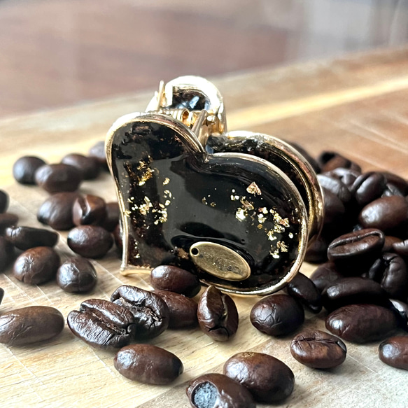 【caffeine】コーヒー豆のハートミニクリップ 2枚目の画像
