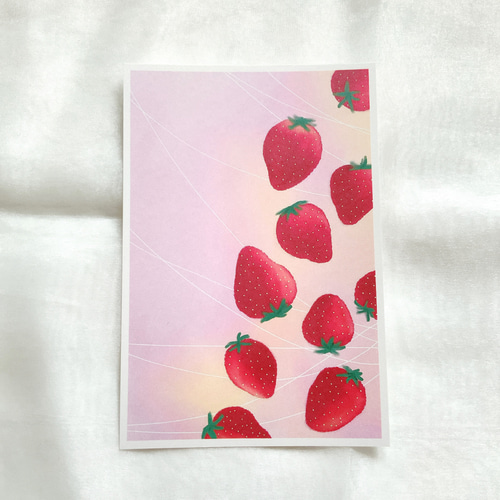 レトロ いちご 6枚セット ポストカード かわいい おしゃれ デザート