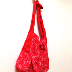 りんご刺繍　赤　バッグ 4枚目の画像