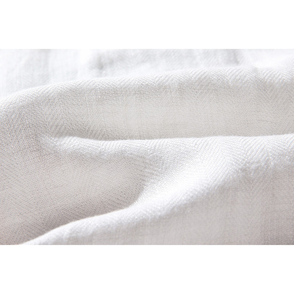 ロングリネンシャツ　チャイナドレス風　前に花刺繍リネンシャツ　長袖ロングシャツ　ホワイト　S-Lサイズ　L163　 10枚目の画像