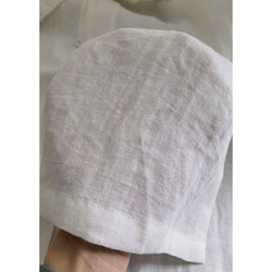 ロングリネンシャツ　チャイナドレス風　前に花刺繍リネンシャツ　長袖ロングシャツ　ホワイト　S-Lサイズ　L163　 14枚目の画像