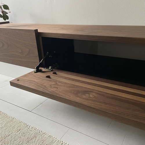 テレビボード 天然木突き板 国産完成品天然木 和モダンデザイン ガラス突板テレビボード