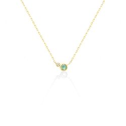 5月 誕生石 エメラルド と ダイヤモンド K10 イエローゴールド 覆輪 ツインズ ネックレス 美輪宝石 2枚目の画像