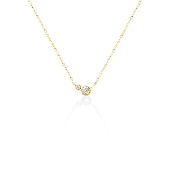 4月 誕生石 ダイヤモンド K10 イエローゴールド 覆輪 ツインズ ネックレス 美輪宝石 2枚目の画像