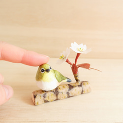 和紙インテリア『メジロと山桜』／桜　野鳥　春インテリア 17枚目の画像