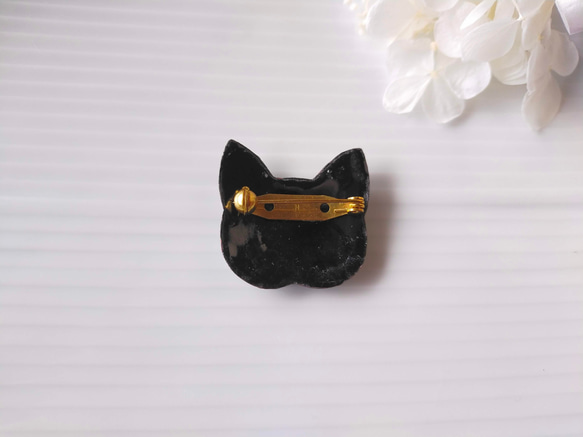 七宝焼き・猫のお顔ブローチ（大）☆黒猫 ③ 5枚目の画像