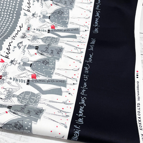 110×50 生地 布 SPELL BY MIA 「GIRL PANEL」モノトーン ミヤコ