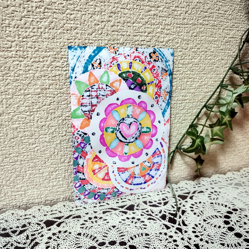 障害者アート 手描きイラスト 原画 カラフル イラスト ハンドメイド