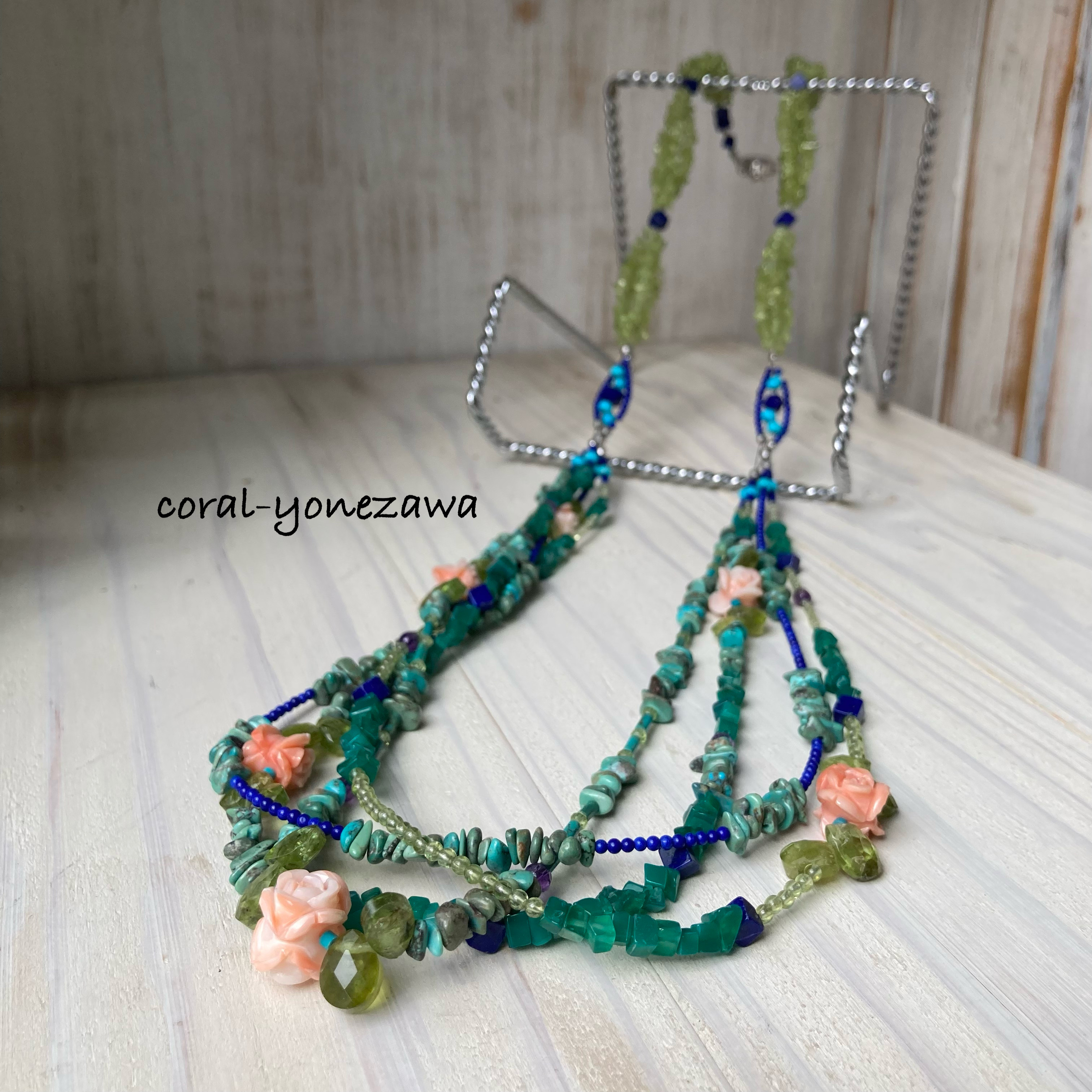 珊瑚のネックレス.ボヘミアンスタイル♪